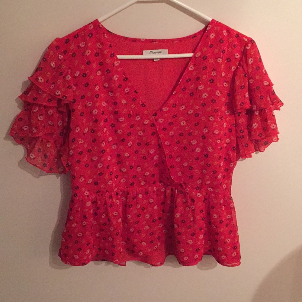 Madewell tiered-sleeve peplum top size 12